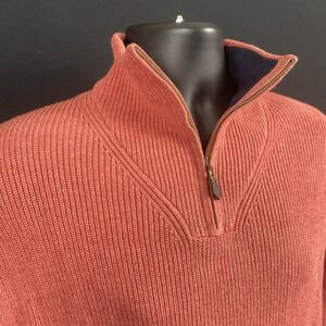 Brooks Brothers Sweater Men Large Salmon  1/4 Zip Supima Pima Cotton Preppy 346
